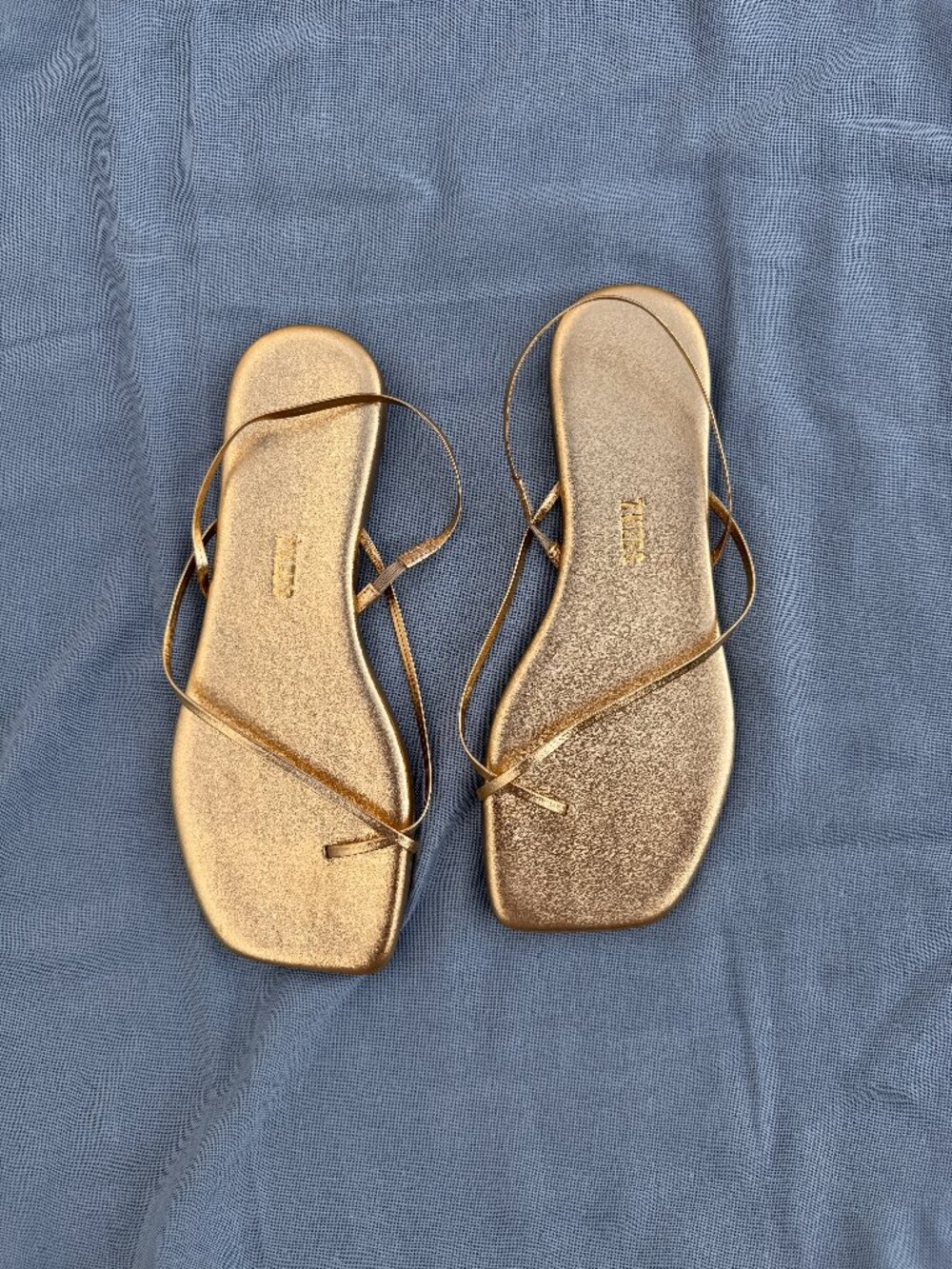 TKEES Millie Square Toe Slingback Sandals in Blink Gold Metallic - Size 7
